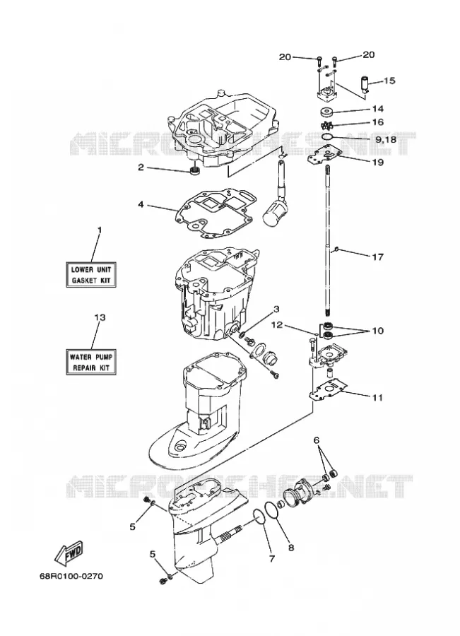 REPARATIESET 3 Yamaha OUTBOARD ENGINES 9.9hp (7.3kW) 2012 F9.9  F9.9FMHL