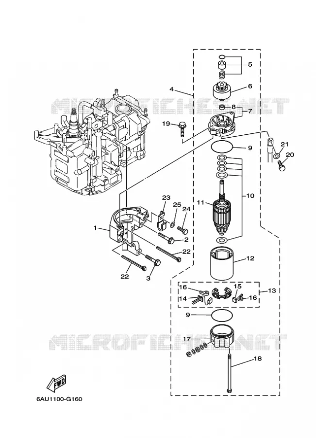 STARTMOTOR Yamaha OUTBOARD ENGINES 9.9hp (7.3kW) 2010 F9.9  F9.9FMHS