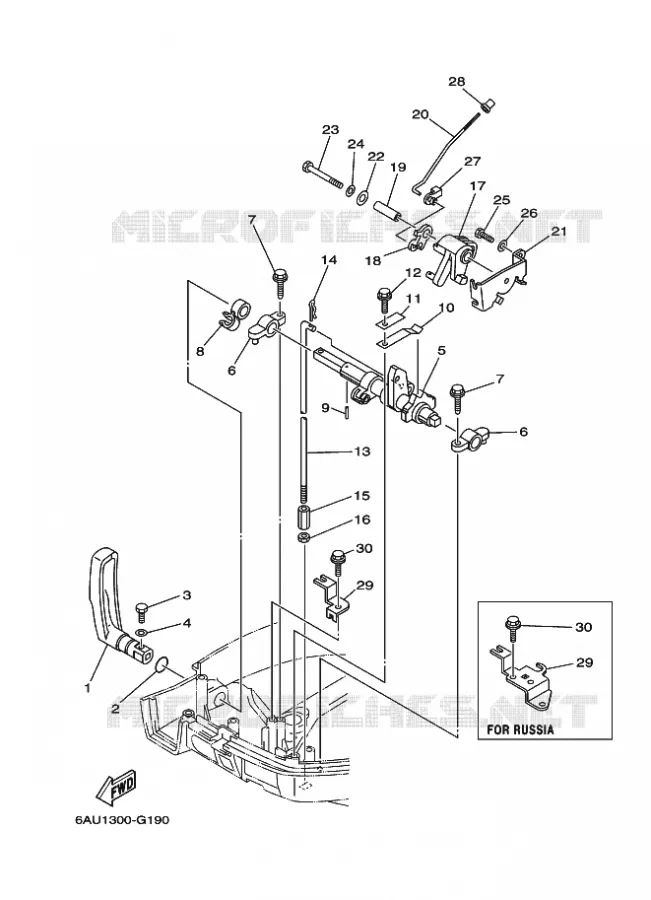 GASBEDIENING 1 Yamaha OUTBOARD ENGINES 9.9hp (7.3kW) 2009 F9.9  F9.9FMHL