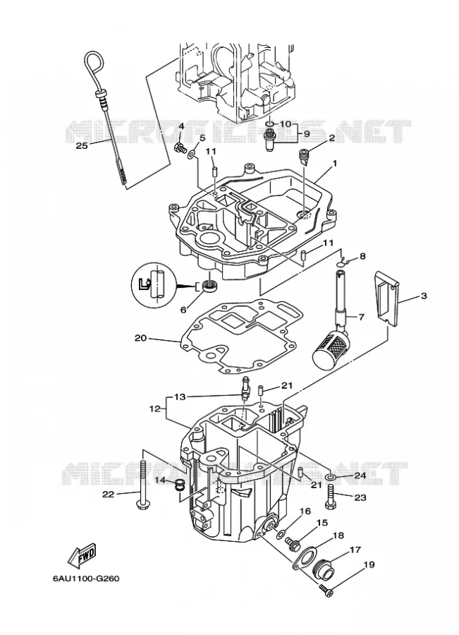 OIL PAN Yamaha OUTBOARD ENGINES 9.9hp (7.3kW) 2009 F9.9  F9.9FMHL