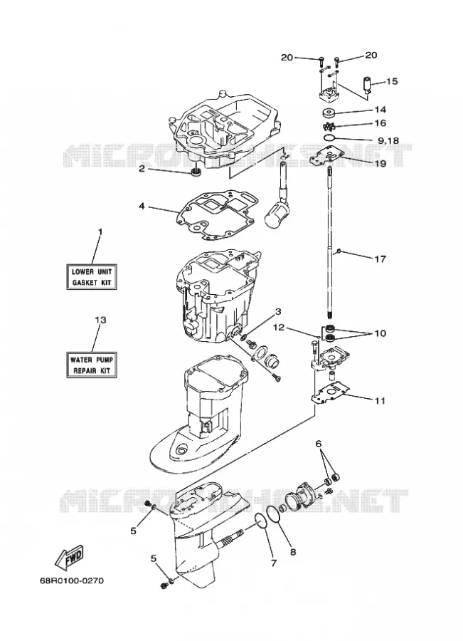 REPARATIESET 3 Yamaha OUTBOARD ENGINES 9.9hp (7.3kW) 2009 F9.9  F9.9FMHL
