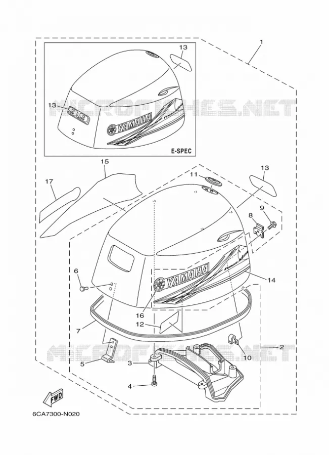 BOVENKAP Yamaha OUTBOARD ENGINES 9.9hp (7.3kW) 2014 F9.9  F9.9HMHL
