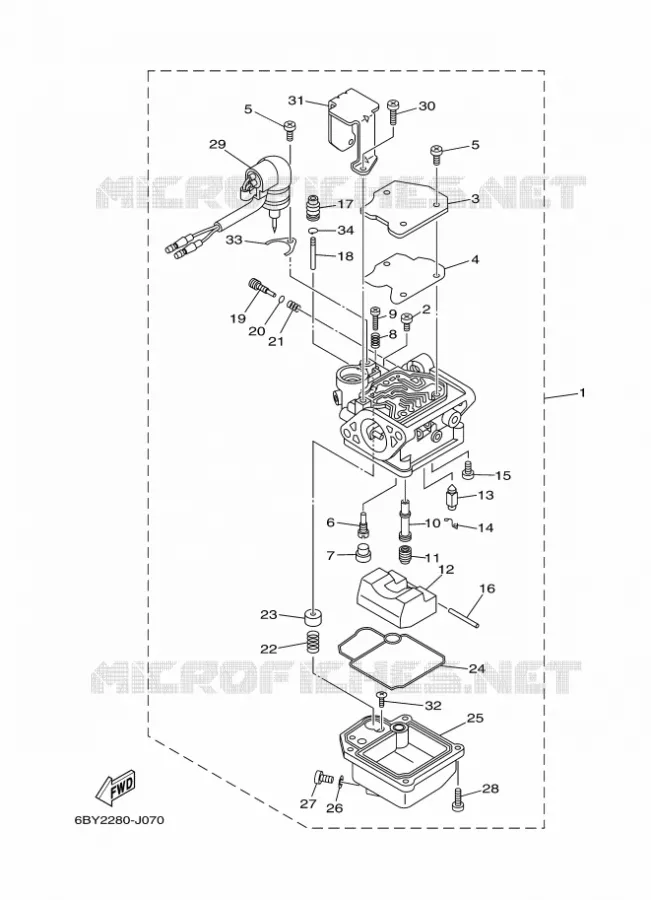 CARBURATEUR Yamaha OUTBOARD ENGINES 9.9hp (7.3kW) 2011 F9.9  F9.9HMHL