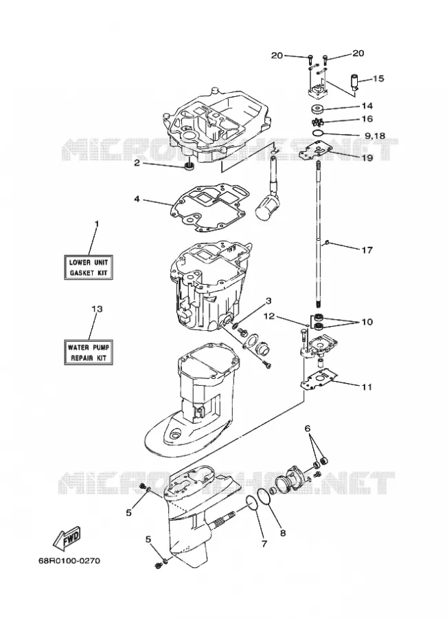 REPARATIESET 3 Yamaha OUTBOARD ENGINES 9.9hp (7.3kW) 2015 F9.9  F9.9JMHS