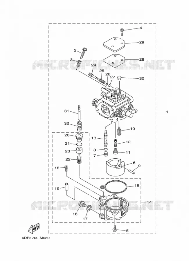 CARBURATEUR Yamaha OUTBOARD ENGINES 9.9hp (7.3kW) 2014 F9.9  F9.9JEL