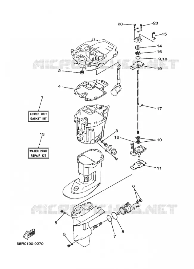 REPARATIESET 3 Yamaha OUTBOARD ENGINES 9.9hp (7.3kW) 2013 F9.9  F9.9JMHS