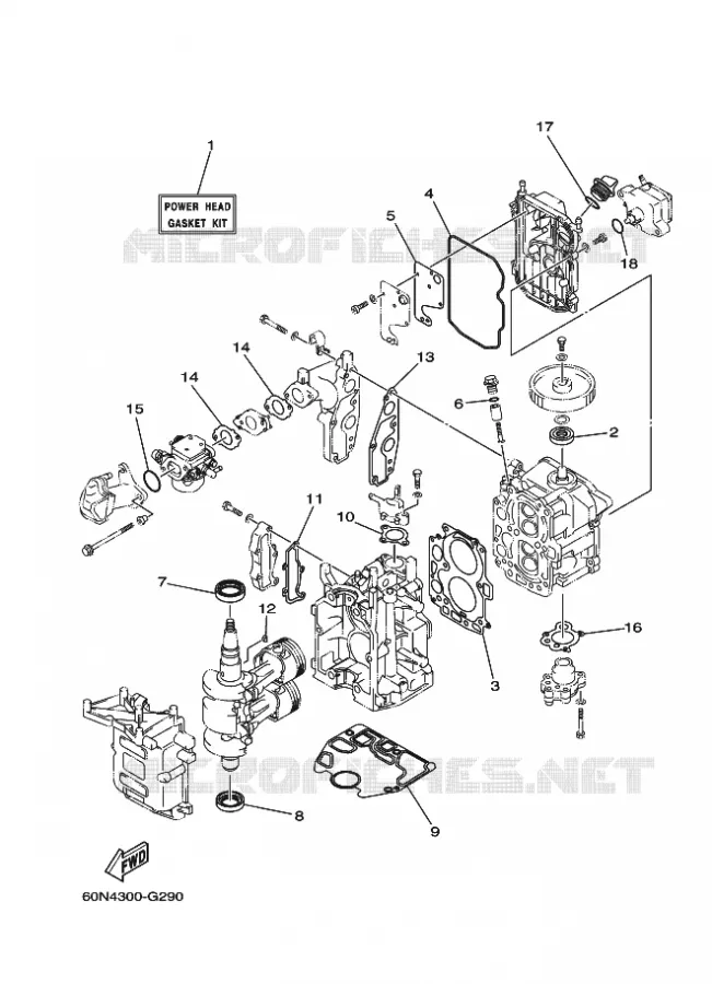 REPARATIESET 1 Yamaha OUTBOARD ENGINES 8hp (5.9kW) 2013 FT8  FT8DMHX
