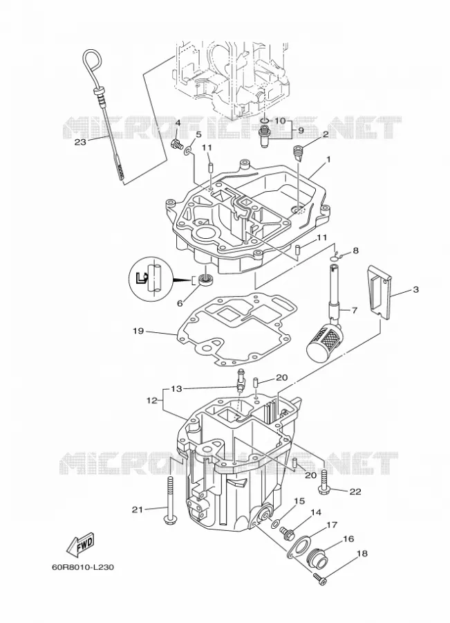 OIL PAN Yamaha OUTBOARD ENGINES 8hp (5.9kW) 2013 FT8  FT8DEX