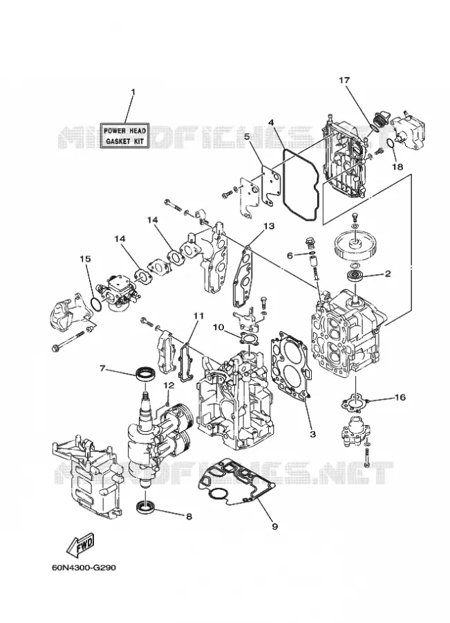 REPARATIESET 1 Yamaha OUTBOARD ENGINES 8hp (5.9kW) 2013 FT8  FT8DEL