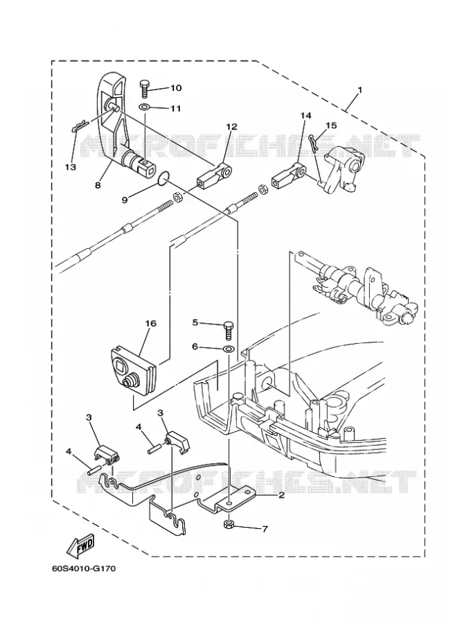 AFSTANDSBEDIENING BESLAG Yamaha OUTBOARD ENGINES 8hp (5.9kW) 2012 FT8  FT8DMHL
