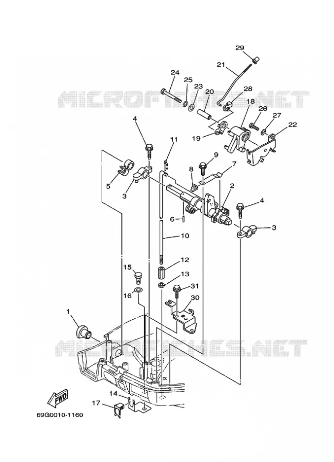 GASBEDIENING 1 Yamaha OUTBOARD ENGINES 8hp (5.9kW) 2004 T8  T8PLRC