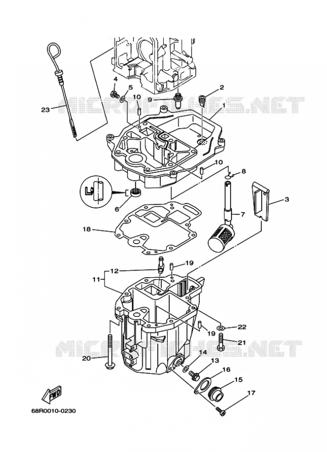 OIL PAN Yamaha OUTBOARD ENGINES 8hp (5.9kW) 2004 T8  T8PXRC