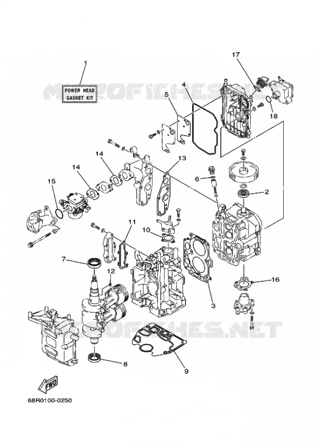 REPARATIESET 1 Yamaha OUTBOARD ENGINES 8hp (5.9kW) 2003 FT8  FT8DEX
