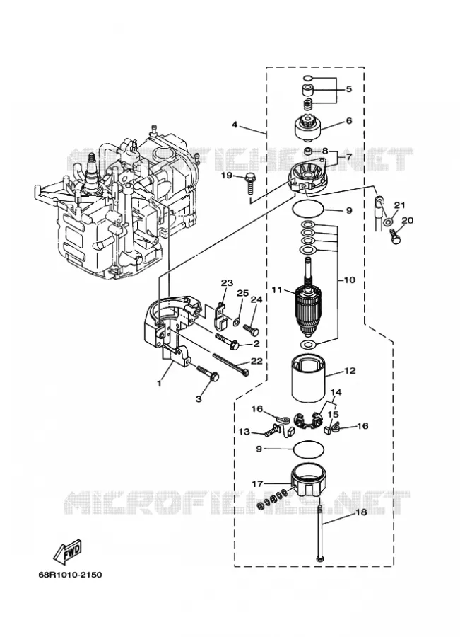 STARTMOTOR Yamaha OUTBOARD ENGINES 8hp (5.9kW) 2002 FT8  FT8D