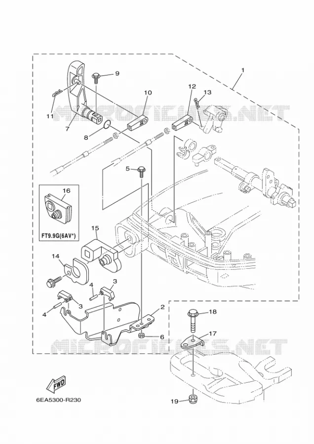 AFSTANDSBEDIENING BESLAG Yamaha OUTBOARD ENGINES 8hp (5.9kW) 2019 FT8  FT8GMHL