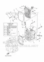 CILINDER / CARTERDELEN 2 voor Yamaha FT8G High Thrust, Manual Starter, Tiller Handle, Manual Tilt, Shaft 25