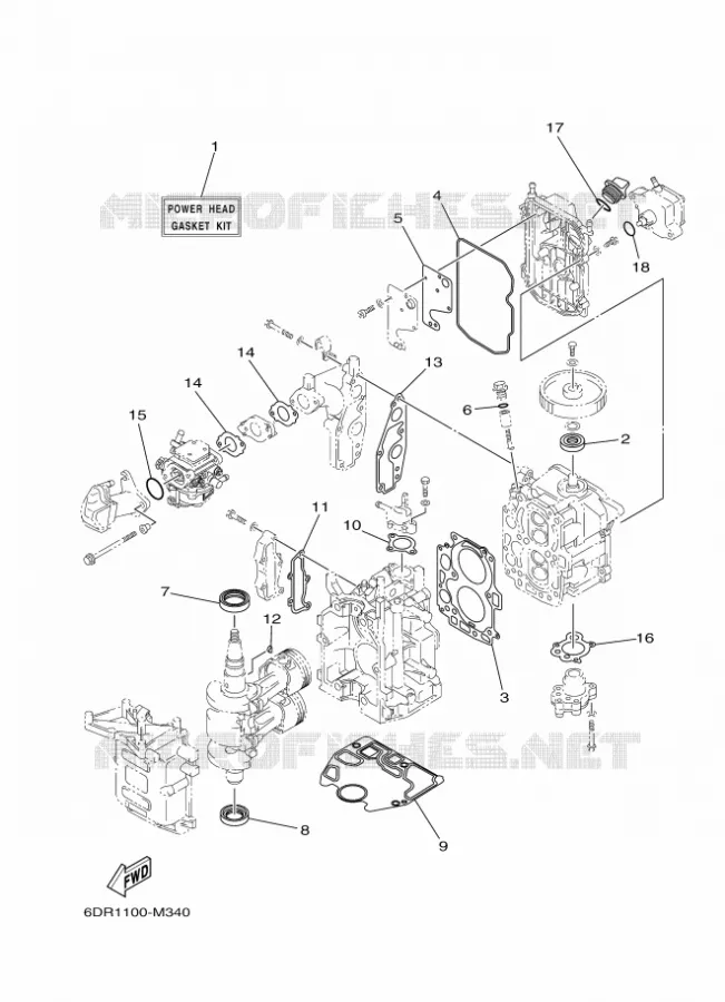 REPARATIESET 1 Yamaha OUTBOARD ENGINES 8hp (5.9kW) 2015 FT8  FT8GEX