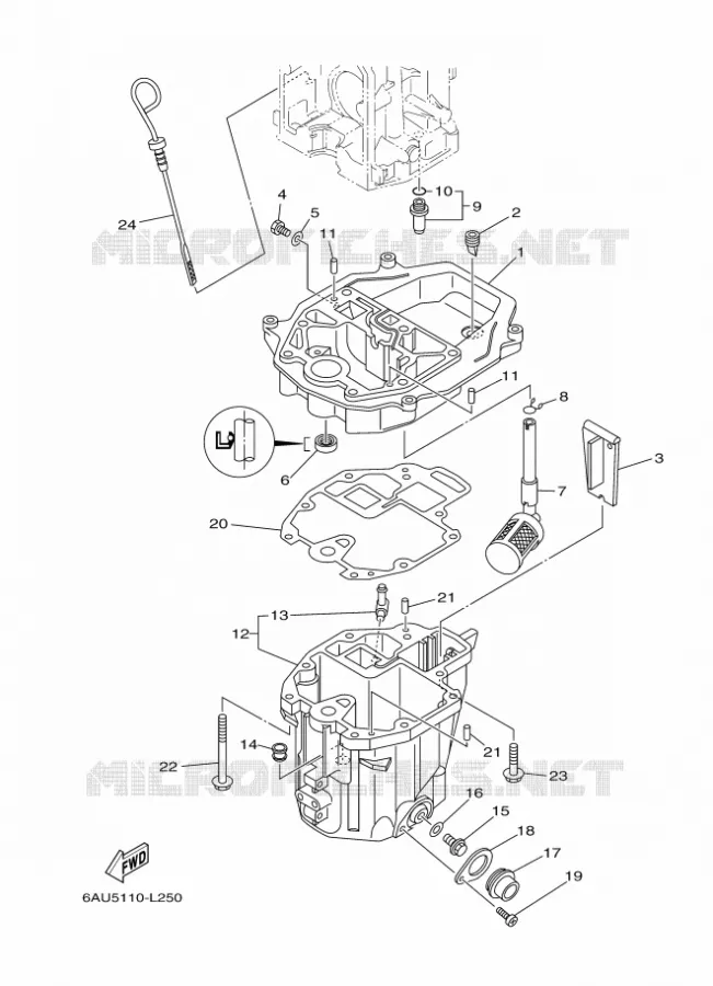 OIL PAN Yamaha OUTBOARD ENGINES 8hp (5.9kW) 2015 FT8  FT8GEPL