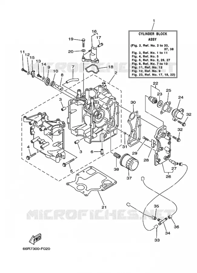 CILINDER / CARTERDELEN 1 Yamaha OUTBOARD ENGINES 9.9hp (7.3kW) 2007 FT9.9  FT9.9D