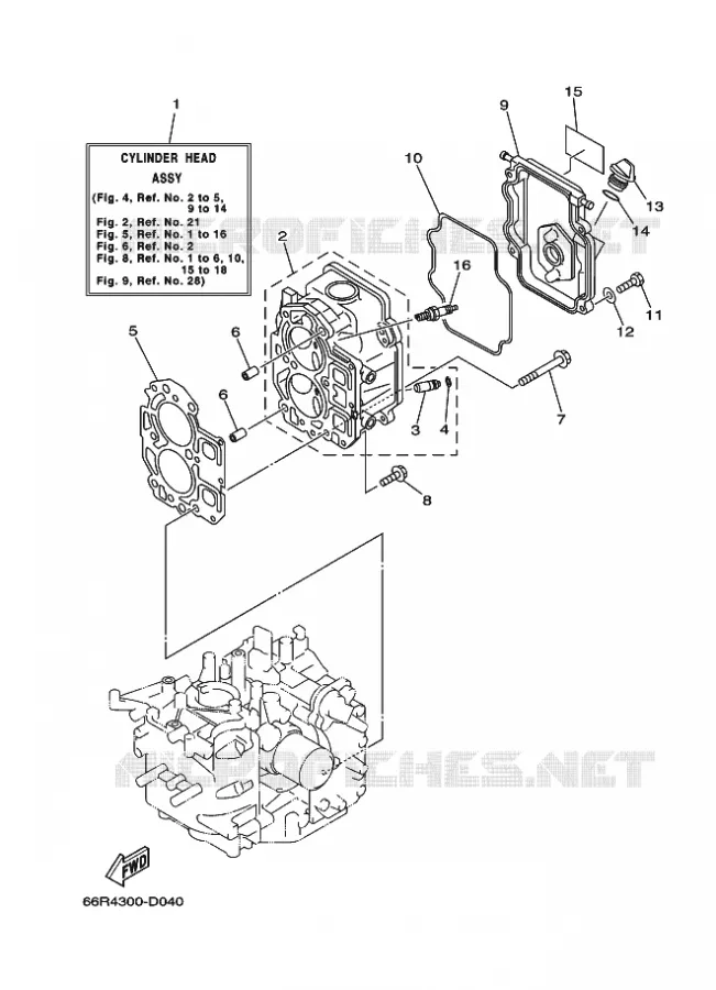 CILINDER / CARTERDELEN 2 Yamaha OUTBOARD ENGINES 9.9hp (7.3kW) 2007 FT9.9  FT9.9D