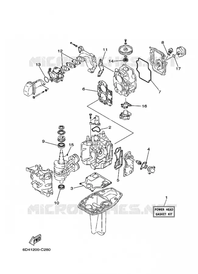 REPARATIESET 1 Yamaha OUTBOARD ENGINES 9.9hp (7.3kW) 2007 FT9.9  FT9.9D