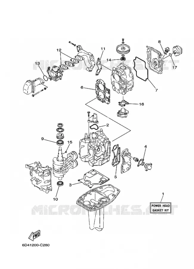 REPARATIESET 1 Yamaha OUTBOARD ENGINES 9.9hp (7.3kW) 2007 FT9.9  FT9.9D