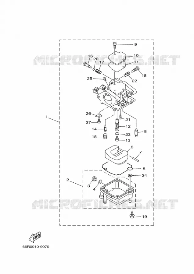 CARBURATEUR Yamaha OUTBOARD ENGINES 9.9hp (7.3kW) 2001 FT9.9  FT9.9D