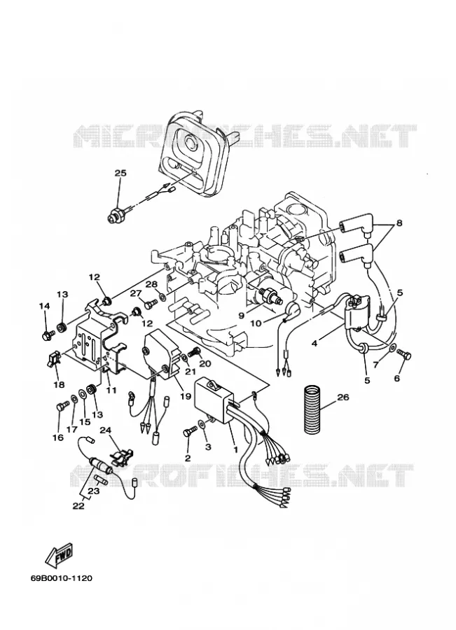 ELECTRISCH 1 Yamaha OUTBOARD ENGINES 9.9hp (7.3kW) 2001 FT9.9  FT9.9D