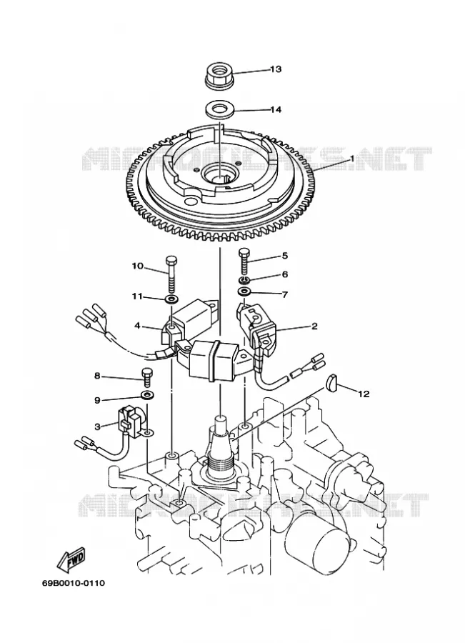 GENERATOR Yamaha OUTBOARD ENGINES 9.9hp (7.3kW) 2001 FT9.9  FT9.9D