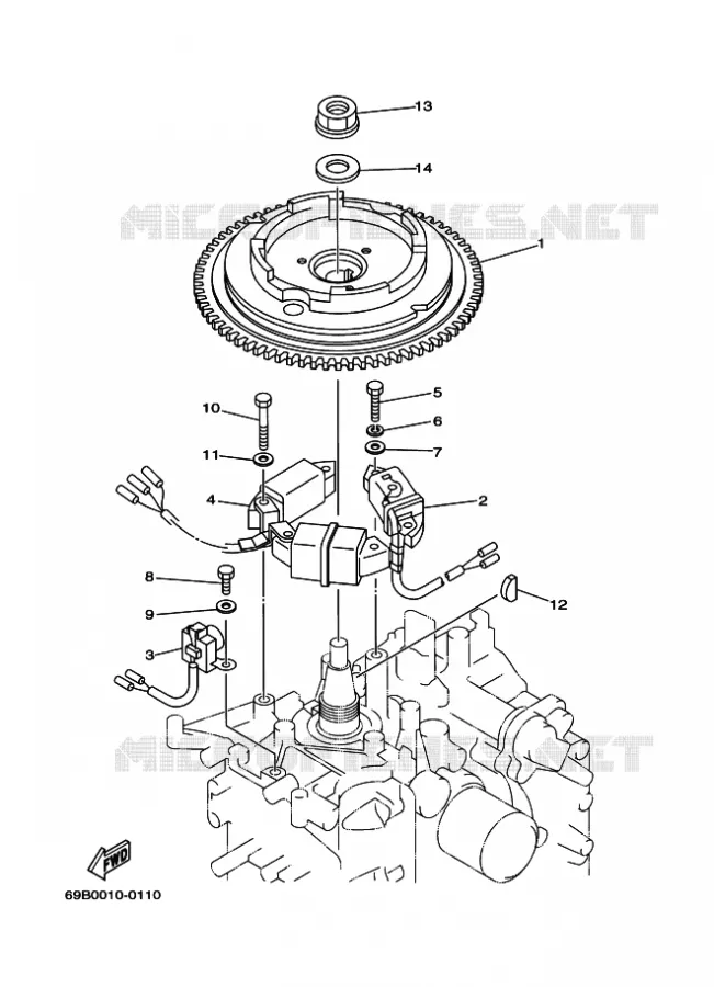GENERATOR Yamaha OUTBOARD ENGINES 9.9hp (7.3kW) 2000 FT9.9  FT9.9D