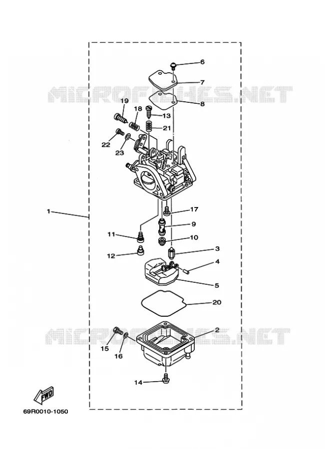 CARBURATEUR Yamaha OUTBOARD ENGINES 25hp (18.4kW) 2002 25  25B