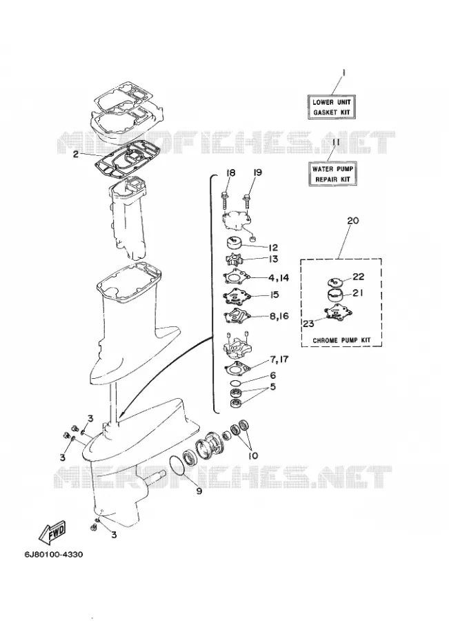 REPARATIESET 2 Yamaha OUTBOARD ENGINES 30hp (22.1kW) 2006 30  30DMHOS