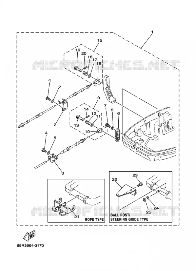 AFSTANDSBEDIENING BESLAG Yamaha OUTBOARD ENGINES 30hp (22.1kW) 2010 30  30HWCS