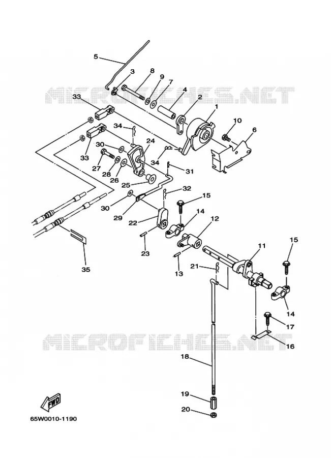 GASBEDIENING Yamaha OUTBOARD ENGINES 20hp (14.7kW) 2004 F20  F20AES