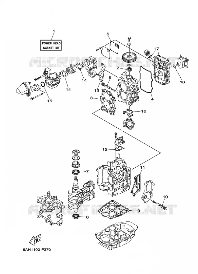 REPARATIESET 1 Yamaha OUTBOARD ENGINES 20hp (14.7kW) 2019 F20  F20BEPS