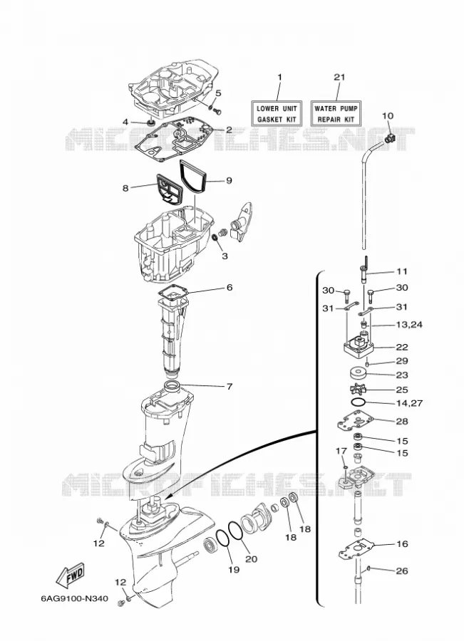 REPARATIESET 3 Yamaha OUTBOARD ENGINES 20hp (14.7kW) 2019 F20  F20BEPS
