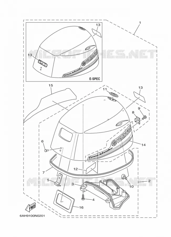 BOVENKAP Yamaha OUTBOARD ENGINES 20hp (14.7kW) 2015 F20  F20SPA-2015