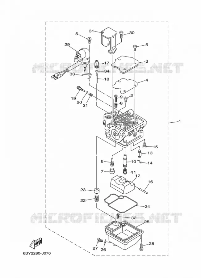 CARBURATEUR Yamaha OUTBOARD ENGINES 20hp (14.7kW) 2012 F20  F20BEPS