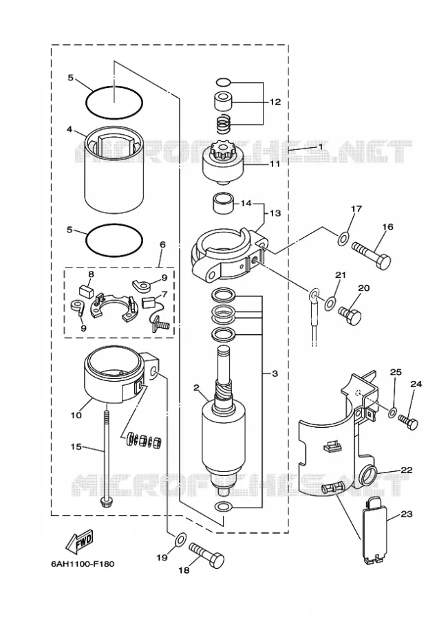 STARTMOTOR Yamaha OUTBOARD ENGINES 20hp (14.7kW) 2009 F20  F20BEPS