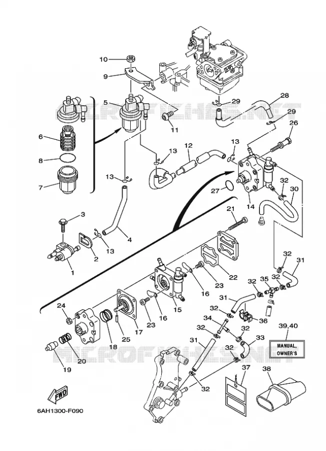 CARBURATEUR  Yamaha OUTBOARD ENGINES 20hp (14.7kW) 2007 F20  F20MLH-2007