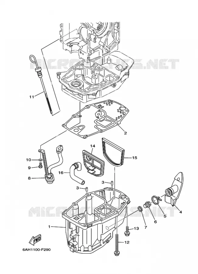 VENTILATEUR D'HUILE Yamaha OUTBOARD ENGINES 20hp (14.7kW) 2007 F20  F20MLH-2007