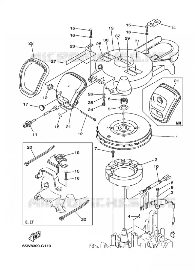 DYNAMO Yamaha OUTBOARD ENGINES 25hp (18.4kW) 2009 F25  F25AMHS