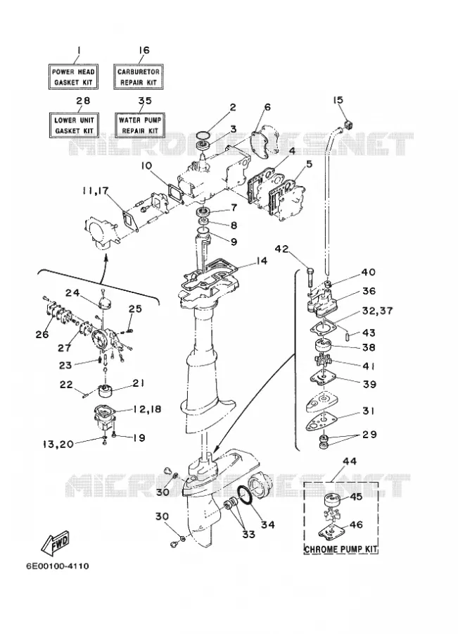 REPARATIESET  Yamaha OUTBOARD ENGINES 4hp (2.9kW) 2015 4  4ACMHS