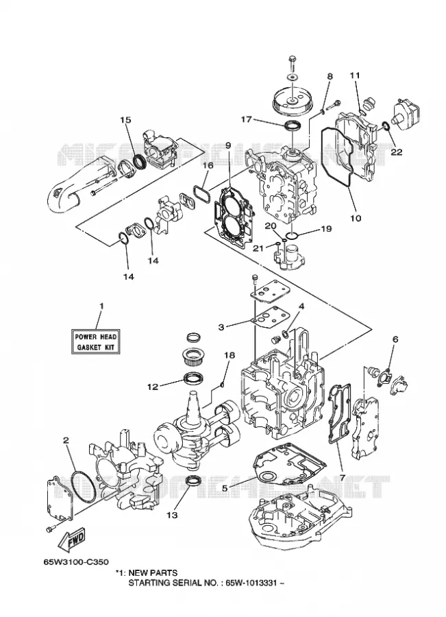 REPARATIESET 1 Yamaha OUTBOARD ENGINES 25hp (18.4kW) 2004 F25  F25AMHS