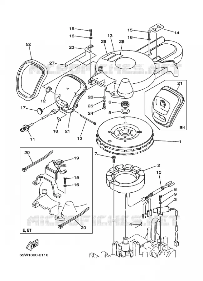 DYNAMO Yamaha OUTBOARD ENGINES 25hp (18.4kW) 2003 F25  F25AMHL