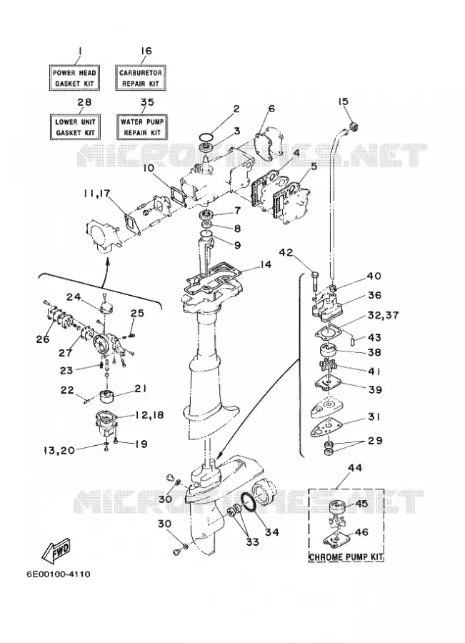 REPARATIESET  Yamaha OUTBOARD ENGINES 4hp (2.9kW) 2002 4  4AC