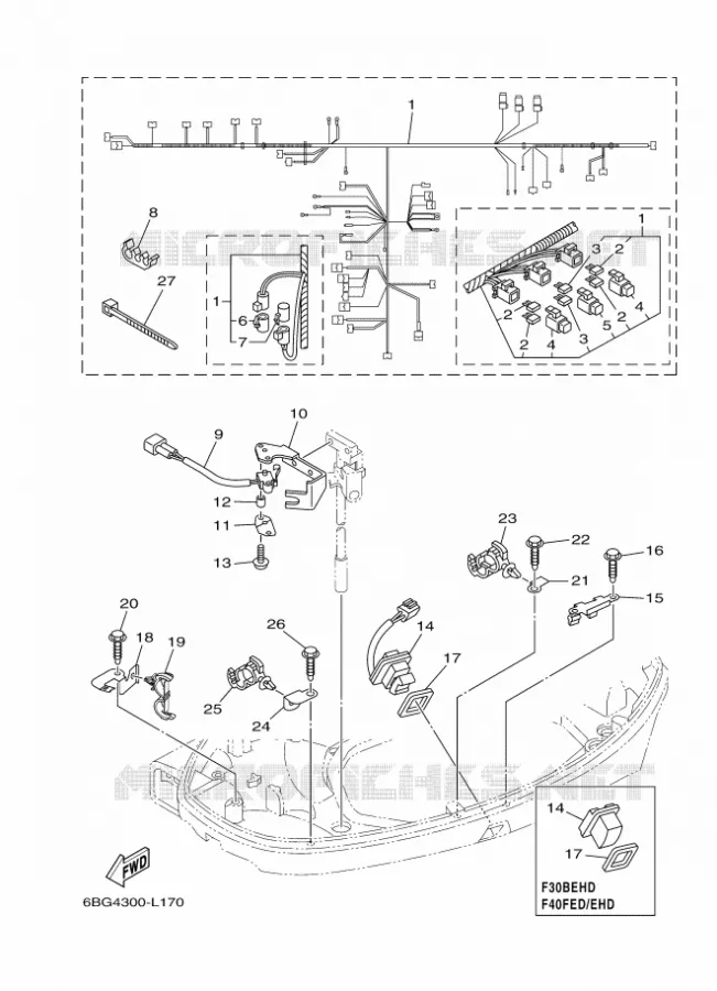 ELEKTRISCHE ONDERDELEN 5 Yamaha OUTBOARD ENGINES 30hp (22.1kW) 2012 F30  F30BETS