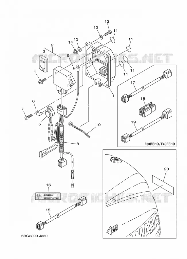 OPTIONELE ONDERDELEN Yamaha OUTBOARD ENGINES 30hp (22.1kW) 2012 F30  F30BETL