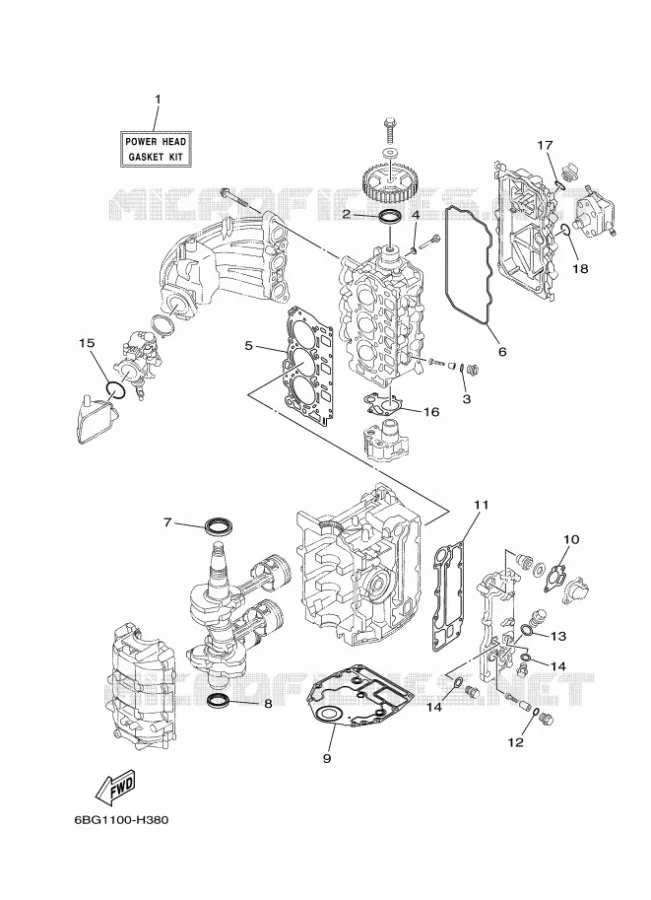 REPARATIESET 1 Yamaha OUTBOARD ENGINES 30hp (22.1kW) 2012 F30  F30BEHDL