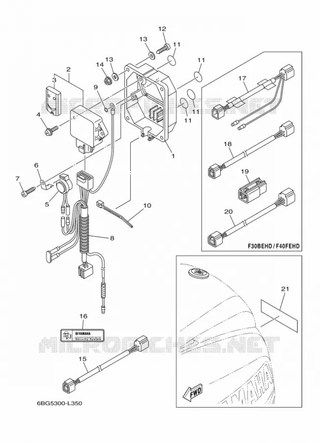 OPTIONELE ONDERDELEN Yamaha OUTBOARD ENGINES 30hp (22.1kW) 2012 F30  F30BETS